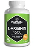 Vitamaze® L-Arginine 4500 mg en Fort Dosage, 360 Gélules, Approprié pour les Personnes Allergiques, Qualité Allemande, sans Additifs Inutiles, pour ...