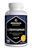 Vitamaze® L-Tryptophane 500 mg par Gélule, 180 Gélules Vegan pour 6 Mois, sans Gluten, Acide Aminé Essentiel pur Naturellement Fermenté, ...