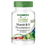 Vitamine B5 pantothénique 200mg acide - 8 mois de cure - VEGAN - Hautement dosé - 250 comprimés