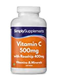 Vitamine C 500mg et Eglantier 400mg – 360 Comprimés- Jusqu’à 1 an de Bienfaits - SimplySupplements