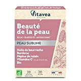 Vitavea - Complément alimentaire BIO Peau Sublime - huile de Bourrache Bardane Pépins de raisin Vitamine C (acérola) BIO - ...