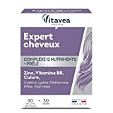 Vitavea Expert Cheveux 12 nutriments - Complément Alimentaire Cheveux - Biotine (vitamine B8), Zinc, Cuivre, Vitamines - 30 gélules - ...