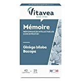 Vitavea - Ginkgo Biloba Bacopa - Complément alimentaire Mémoire Concentration Performances intellectuelles - 40 comprimés - Fabriqué en France