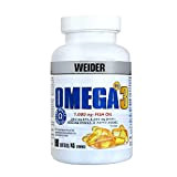 Weider Omega 3 Gélules d’Huile de Poisson avec Acides Gras Combinaison de Sources EPA/DHA Enrichies de Vitamine E pour Vision/Fonctionnement ...