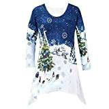 ZYUEER Femme Sweat-Shirt Noel Hoodies Kpop Longue (Bleu, XXL)